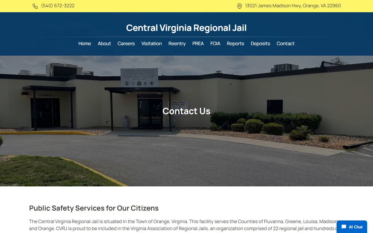 Orange County inmate records CVRJ contact and visitation page